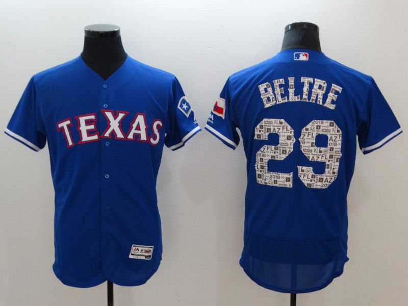 Men Texas Rangers 29 Beltre Blue Elite Spring Edition MLB Jerseys
